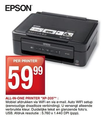 Promoties Epson all-in-one printer xp-205 - Epson - Geldig van 06/02/2013 tot 12/02/2013 bij Trafic