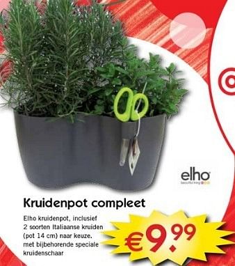 Promoties Kruidenpot compleet - Elho - Geldig van 06/02/2013 tot 18/02/2013 bij Pelckmans Tuincenter