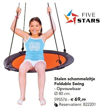 Promoties Stalen schommelzitje foldable swing - Five Star - Geldig van 07/02/2013 tot 17/08/2013 bij Dreamland