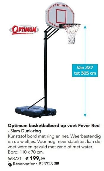 Promoties Optimum basketbalbord op voet fever red - Optimum - Geldig van 07/02/2013 tot 17/08/2013 bij Dreamland