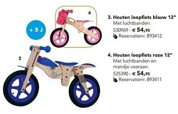 Promoties Houten loopfiets blauw 12 - Huismerk - Dreamland - Geldig van 07/02/2013 tot 17/08/2013 bij Dreamland