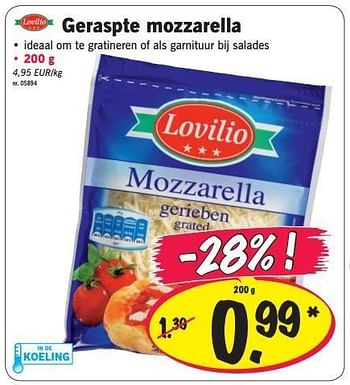 Promoties Geraspte mozzarella - Lovilio - Geldig van 11/02/2013 tot 13/02/2013 bij Lidl