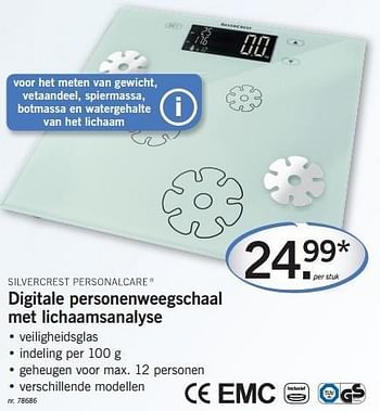 Promoties Silvercrest personalcare digitale personenweegschaal met lichaamsanalyse - SilverCrest - Geldig van 11/02/2013 tot 13/02/2013 bij Lidl