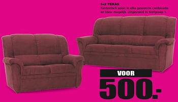 Promoties 3+2 texas - Huismerk - Seats and Sofas - Geldig van 11/02/2013 tot 16/02/2013 bij Seats and Sofas