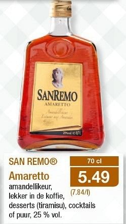 Promoties San remo amaretto - San Remo - Geldig van 13/02/2013 tot 19/02/2013 bij Aldi