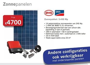 Promoties SMA Zonnepakket: 3.430 wp - SMA - Geldig van 13/02/2013 tot 30/04/2013 bij Energy Markt