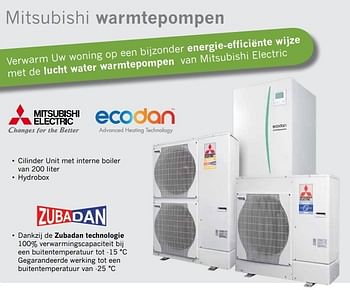 Promoties Mitsubishi Electric warmtepomp Cilinder unit met interne boiler - Mitsubishi Electric - Geldig van 13/02/2013 tot 30/04/2013 bij Energy Markt
