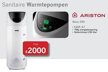 Promoties Ariston Sanitaire warmtepomp nuos 250 - Ariston - Geldig van 13/02/2013 tot 30/04/2013 bij Energy Markt