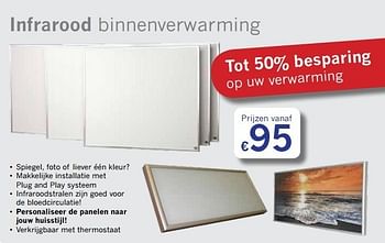 Promotions Infrarood binnenverwarming - Produit Maison - Energy Markt - Valide de 13/02/2013 à 30/04/2013 chez Energy Markt