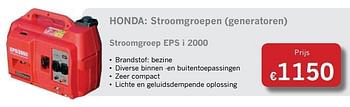 Promoties Honda stroomgroepen generatoren - Honda - Geldig van 13/02/2013 tot 30/04/2013 bij Energy Markt