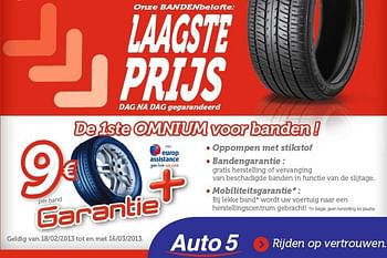 Promoties De 1ste omnium voor banden - Europ Assistance - Geldig van 18/02/2013 tot 16/03/2013 bij Auto 5