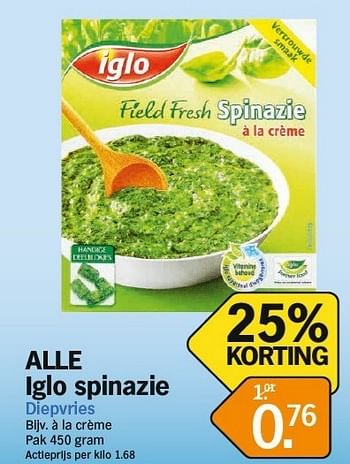 Albert Heijn Promotie Iglo Spinazie Iglo Diepvries Geldig Tot 24 02 13 Promobutler