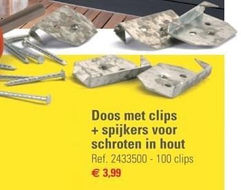 Promoties Doos met clips + spijkers voor schroten in hout - Huismerk - Brico - Geldig van 20/02/2013 tot 11/03/2013 bij Brico