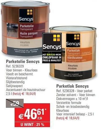 Promoties Parketolie sencys - Sencys - Geldig van 20/02/2013 tot 11/03/2013 bij Brico