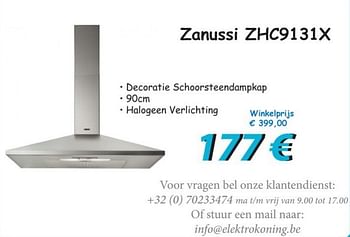 Promotions Zanussi zhc9131x - Zanussi - Valide de 23/02/2013 à 31/03/2013 chez Elektro Koning