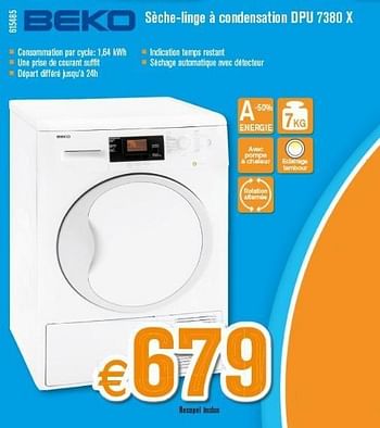 Promotions Beko sèche-linge à condensation dpu 7380 x - Beko - Valide de 25/02/2013 à 24/03/2013 chez Krefel