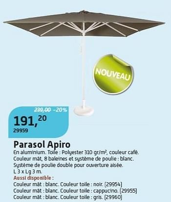 Verbazingwekkend Wegrijden absorptie Bristol Parasol apiro - En promotion chez Overstock