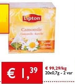 Promoties Camomile 20x0.7g - Lipton - Geldig van 28/02/2013 tot 12/03/2013 bij Prima
