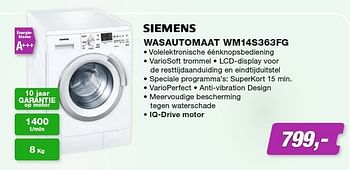 Promoties Siemens wasautomaat wm14s363fg - Siemens - Geldig van 01/03/2013 tot 31/03/2013 bij ElectronicPartner