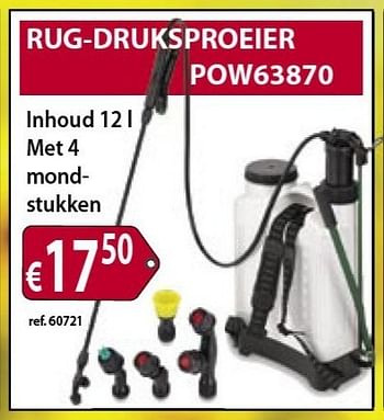 Promoties Powerplus rug-druksproeier pow63870 - Powerplus - Geldig van 01/03/2013 tot 31/03/2013 bij Bouwcenter Frans Vlaeminck
