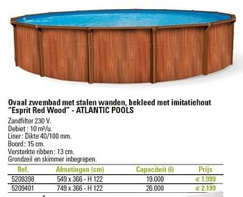 Promoties Ovaal zwembad met stalen wanden, bekleed met imitatiehout esprit red wood - atlantic pools - Atlantic Pools - Geldig van 01/03/2013 tot 26/06/2013 bij Brico