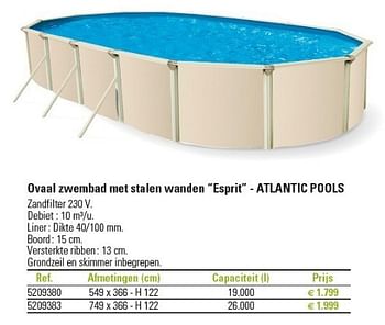 Promoties Ovaal zwembad met stalen wanden esprit - atlantic pools - Atlantic Pools - Geldig van 01/03/2013 tot 26/06/2013 bij Brico