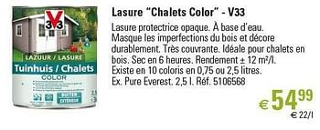 Promotions Lasure “chalets color” - v33 - V33 - Valide de 01/03/2013 à 26/06/2013 chez Brico