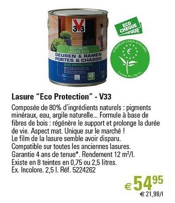 Promotions Lasure “eco protection” - v33 - V33 - Valide de 01/03/2013 à 26/06/2013 chez Brico