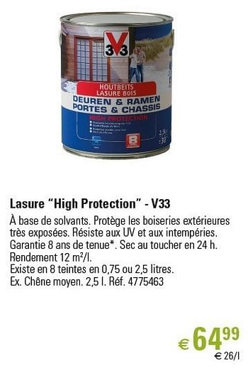 Promotions Lasure “high protection” - v33 - V33 - Valide de 01/03/2013 à 26/06/2013 chez Brico