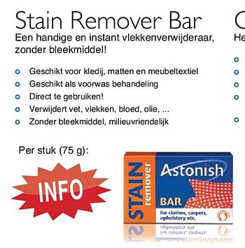 Promoties Stain remover bar - instant vlekkenverwijderaar - Astonisch - Geldig van 01/03/2013 tot 03/12/2013 bij Distrisales