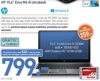 Promoties Hp 15,6 envy m6 i5 ultrabook - HP - Geldig van 04/03/2013 tot 23/03/2013 bij Auva