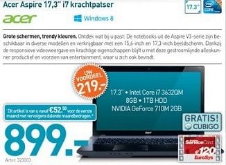 Promoties Acer aspire 17,3 i7 krachtpatser - Acer - Geldig van 04/03/2013 tot 23/03/2013 bij Auva