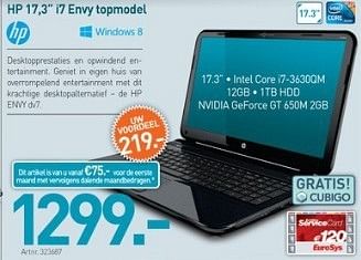 Promoties Hp 17,3 i7 envy topmodel - HP - Geldig van 04/03/2013 tot 23/03/2013 bij Auva