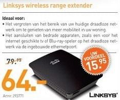 Promoties Linksys wireless range extender - Linksys - Geldig van 04/03/2013 tot 23/03/2013 bij Auva