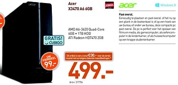 Promotions Acer x3470 a6 6gb - Acer - Valide de 04/03/2013 à 23/03/2013 chez Auva