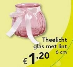Promoties Theelicht glas met lint - Huismerk - Euroshop - Geldig van 14/03/2013 tot 14/04/2013 bij Euro Shop