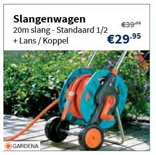 Promoties Slangenwagen 20m slang - standaard 1-2 + lans - koppel - Gardena - Geldig van 14/03/2013 tot 27/03/2013 bij Cevo Market
