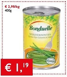 Promoties Bonduelle sperzieboontjes - Bonduelle - Geldig van 14/03/2013 tot 26/03/2013 bij Prima