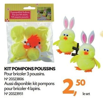 Promotions Kit pompons poussins - Produit maison - Fun - Valide de 19/03/2013 à 15/04/2013 chez Fun