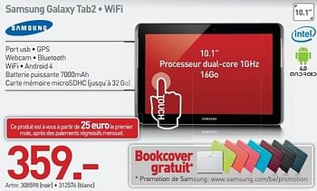 Promotions Samsung galaxy tab2 wifi - Samsung - Valide de 19/03/2013 à 30/03/2013 chez Auva