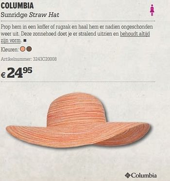 Promoties Columbia sunridge straw hat - Columbia - Geldig van 20/03/2013 tot 08/04/2013 bij A.S.Adventure