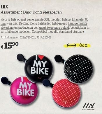 Promoties Liix assortiment ding dong fietsbellen - Liix - Geldig van 20/03/2013 tot 08/04/2013 bij A.S.Adventure