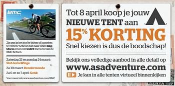 Promoties Nieuwe tent aan 15 % - Huismerk - A.S.Adventure - Geldig van 20/03/2013 tot 08/04/2013 bij A.S.Adventure
