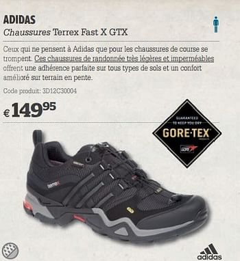 Promotions Adidas chaussures terrex fast x gtx - Adidas - Valide de 20/03/2013 à 08/04/2013 chez A.S.Adventure
