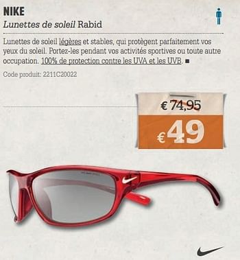 Promotions Nike lunettes de soleil rabid - NIKE - Valide de 20/03/2013 à 08/04/2013 chez A.S.Adventure