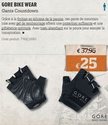 Promotions Gore bike wear gants countdown - GORE - Valide de 20/03/2013 à 08/04/2013 chez A.S.Adventure