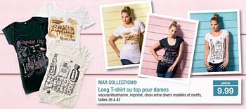 Promotions Long t-shirt ou top pour dames - Mar Collection - Valide de 20/03/2013 à 26/03/2013 chez Aldi