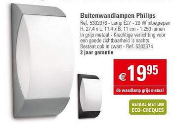 Promoties Buitenwandlampen philips - Philips - Geldig van 27/03/2013 tot 22/04/2013 bij Brico