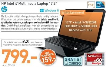 Promotions Hp intel i7 multimedia laptop 17.3 - HP - Valide de 29/03/2013 à 30/04/2013 chez Auva