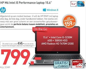 Promoties Hp m6 intel i5 performance laptop 15.6 - HP - Geldig van 29/03/2013 tot 30/04/2013 bij Auva